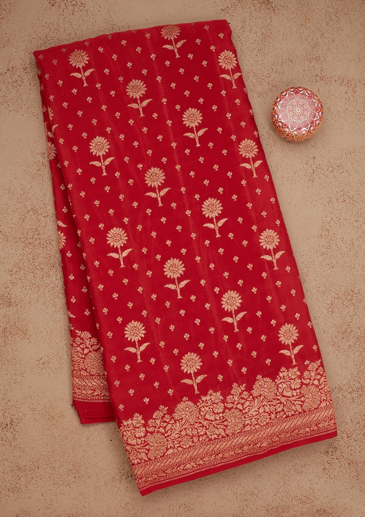 Red Zariwork Pure Silk Saree-Koskii