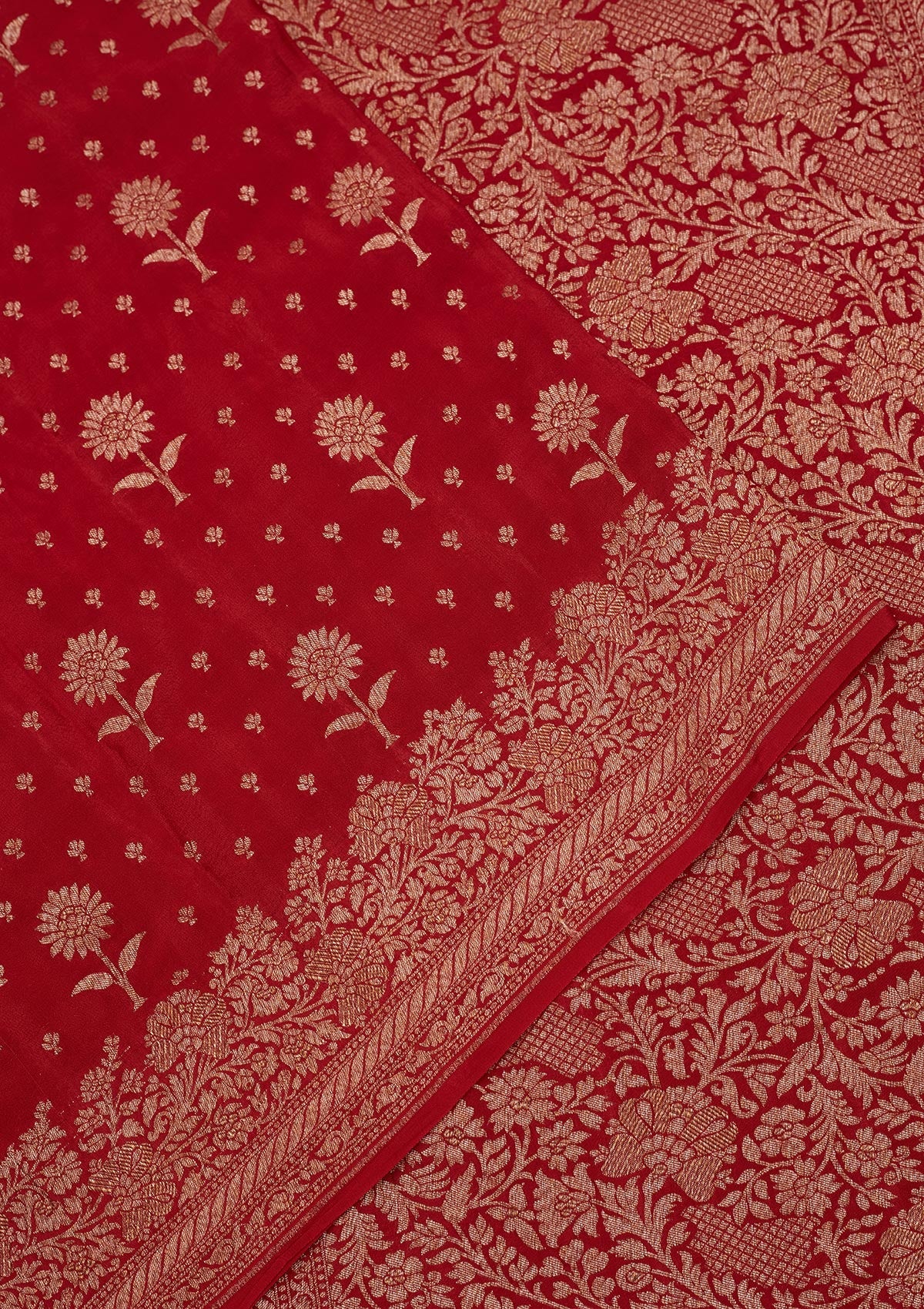 Red Zariwork Pure Silk Saree-Koskii