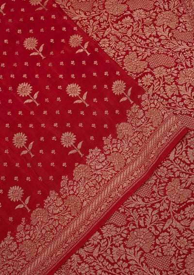 Red Zariwork Pure Silk Saree-Koskii