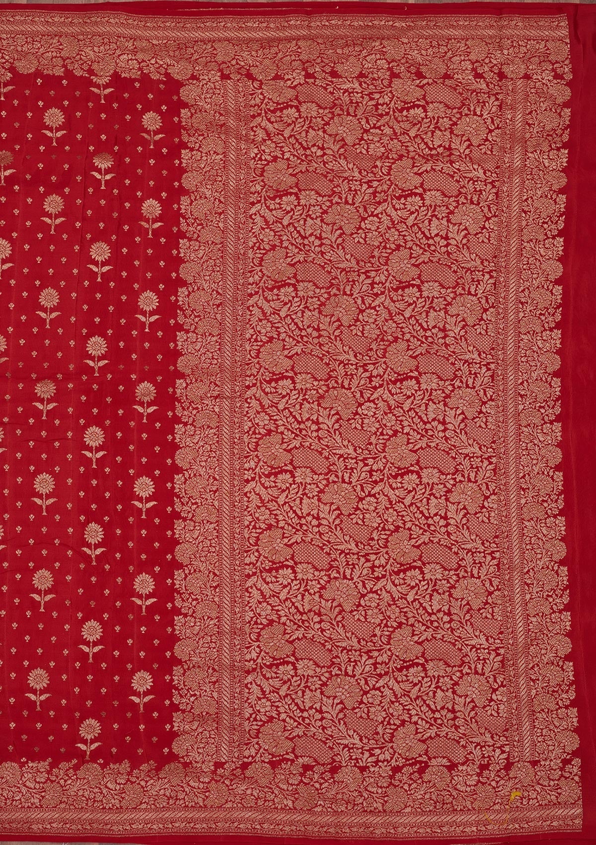 Red Zariwork Pure Silk Saree-Koskii