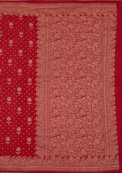 Red Zariwork Pure Silk Saree-Koskii