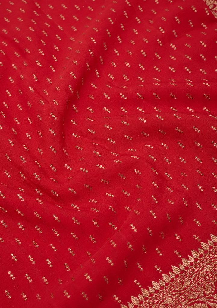 Red Zariwork Pure Silk Saree-Koskii