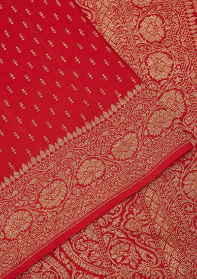 Red Zariwork Pure Silk Saree-Koskii