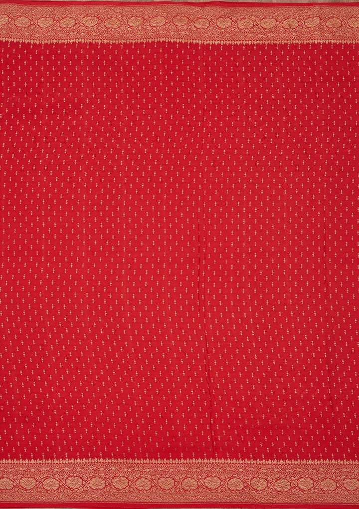 Red Zariwork Pure Silk Saree-Koskii