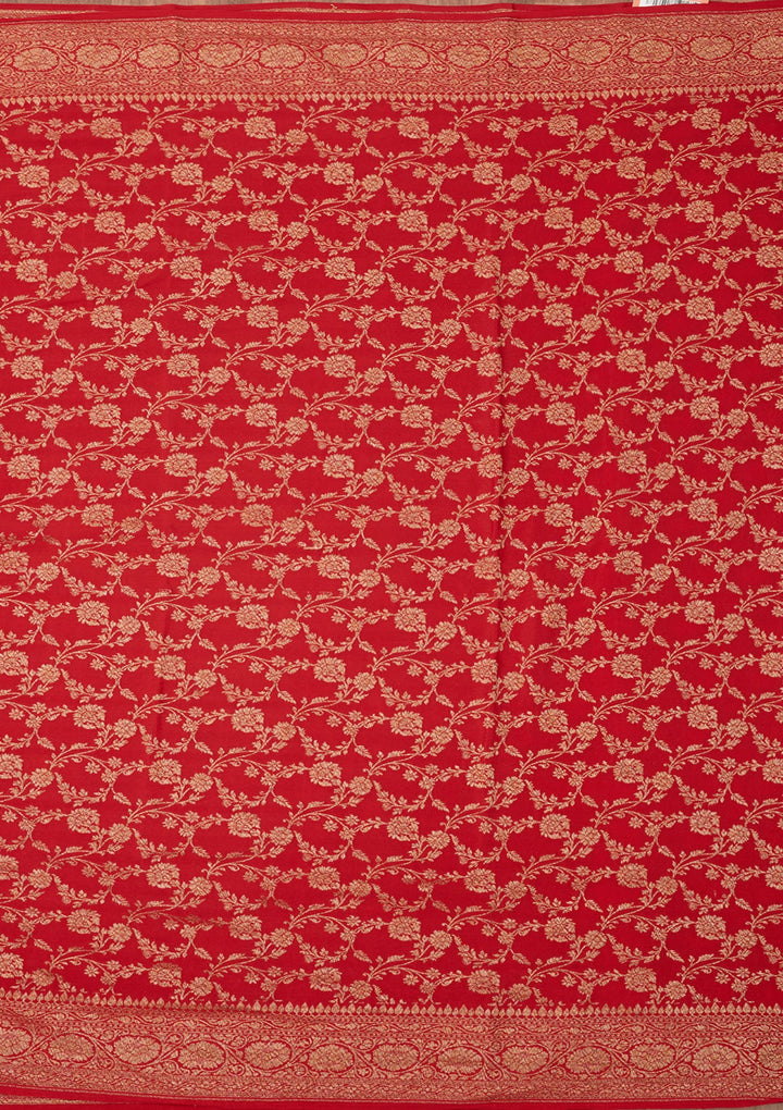 Red Zariwork Pure Silk Saree-Koskii