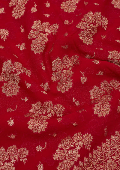 Red Zariwork Pure Silk Saree-Koskii