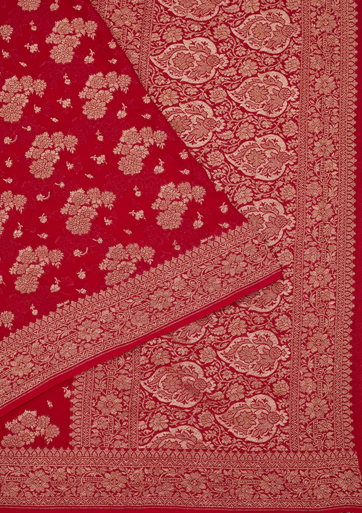 Red Zariwork Pure Silk Saree-Koskii