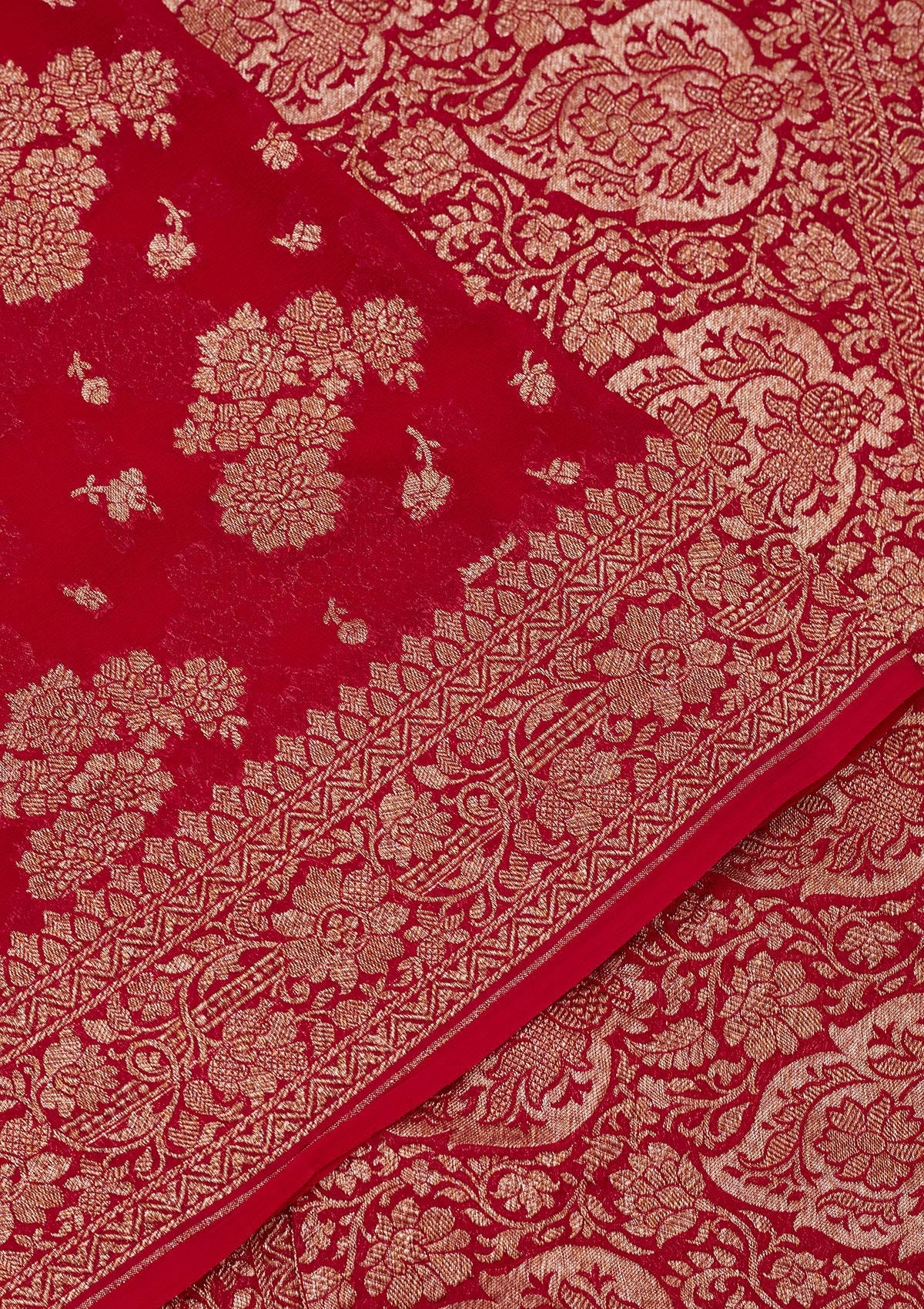 Red Zariwork Pure Silk Saree-Koskii