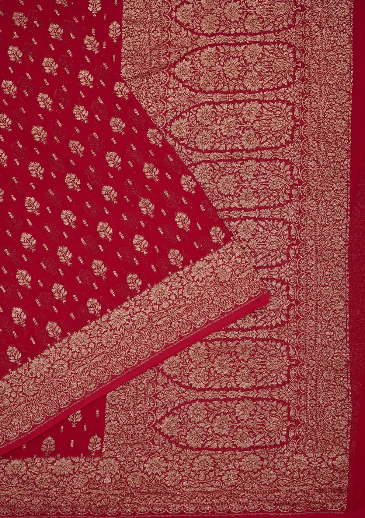 Red Zariwork Pure Silk Saree-Koskii