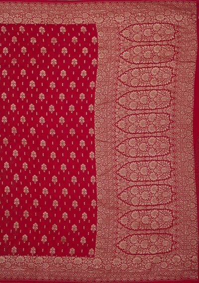 Red Zariwork Pure Silk Saree-Koskii