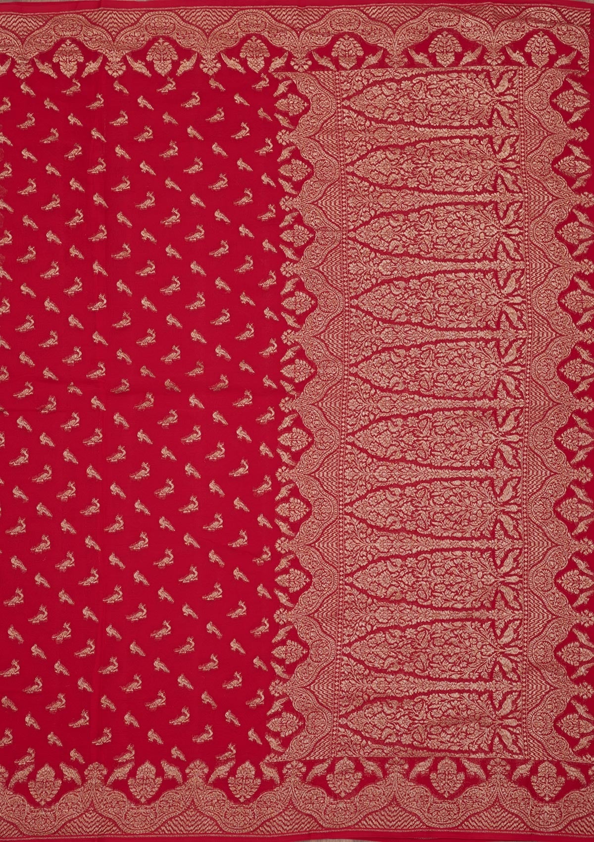 Red Zariwork Pure Silk Saree-Koskii