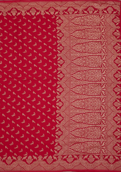 Red Zariwork Pure Silk Saree-Koskii