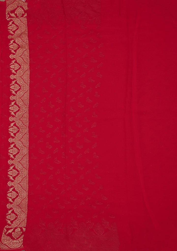 Red Zariwork Pure Silk Saree-Koskii