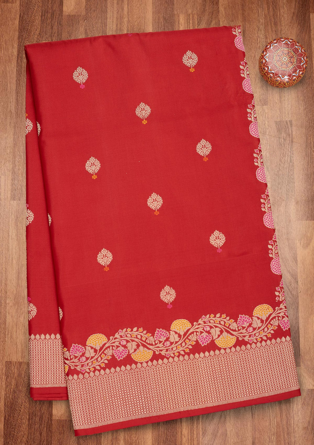 Red Zariwork Pure Silk Saree-Koskii