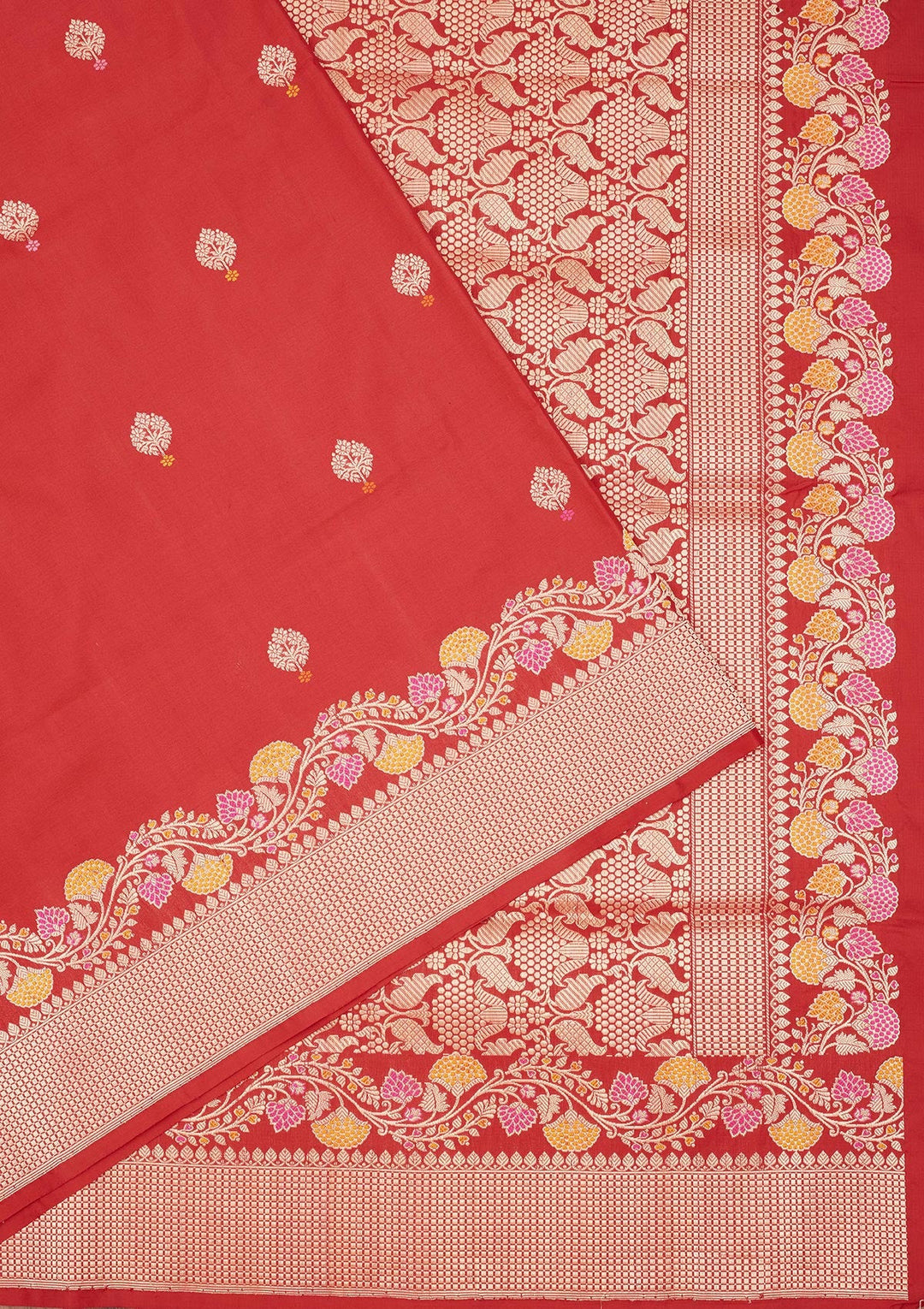 Red Zariwork Pure Silk Saree-Koskii