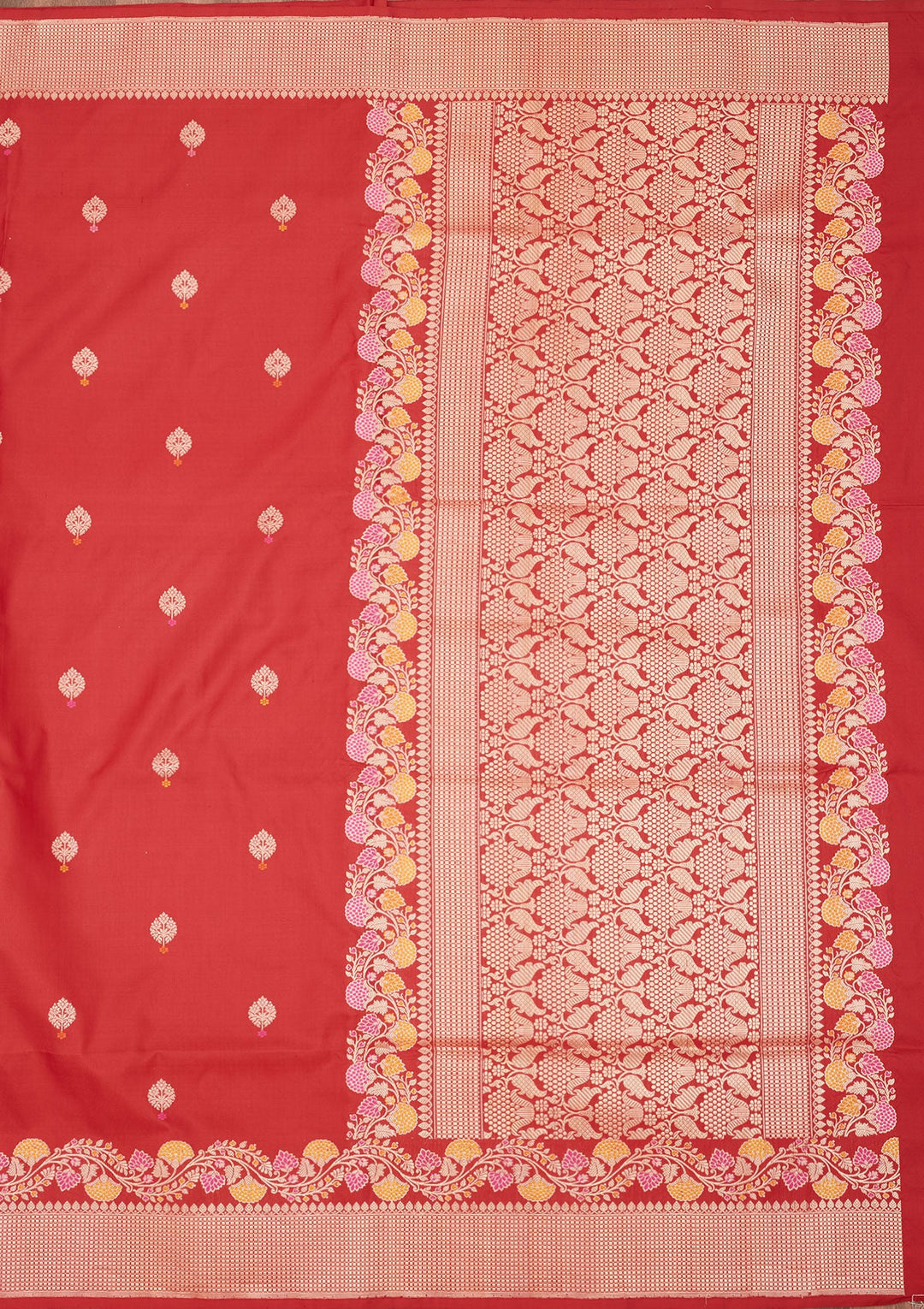 Red Zariwork Pure Silk Saree-Koskii