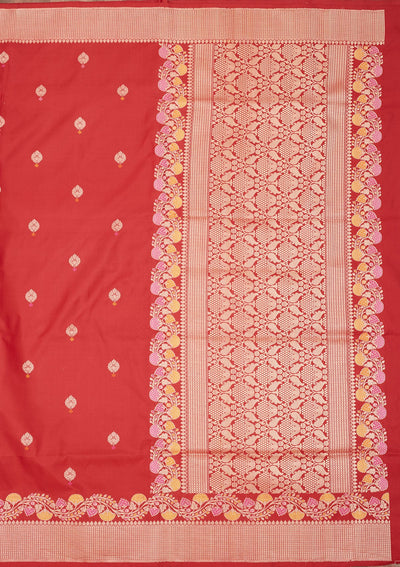 Red Zariwork Pure Silk Saree-Koskii