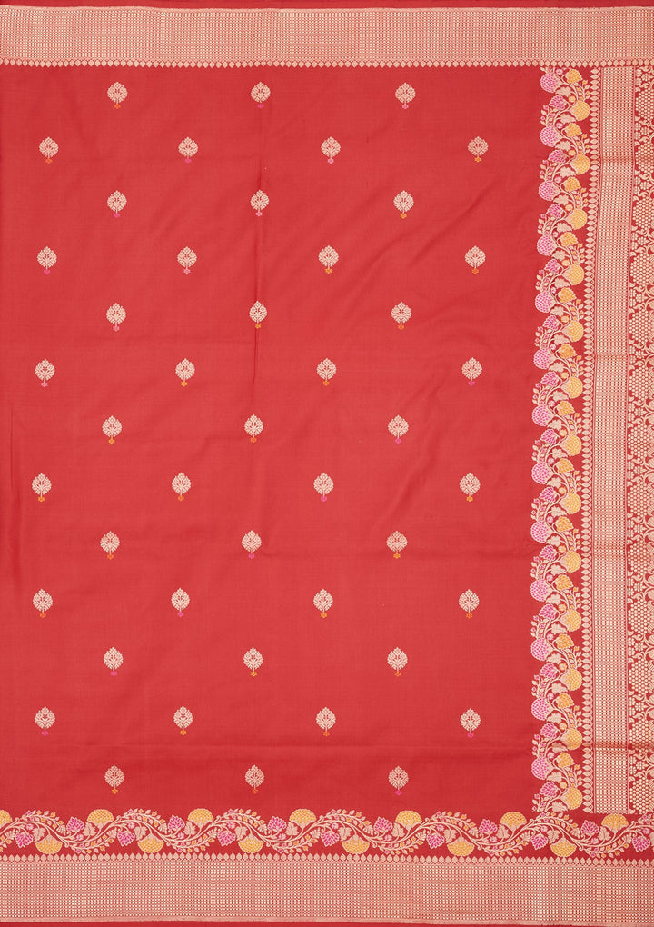 Red Zariwork Pure Silk Saree-Koskii