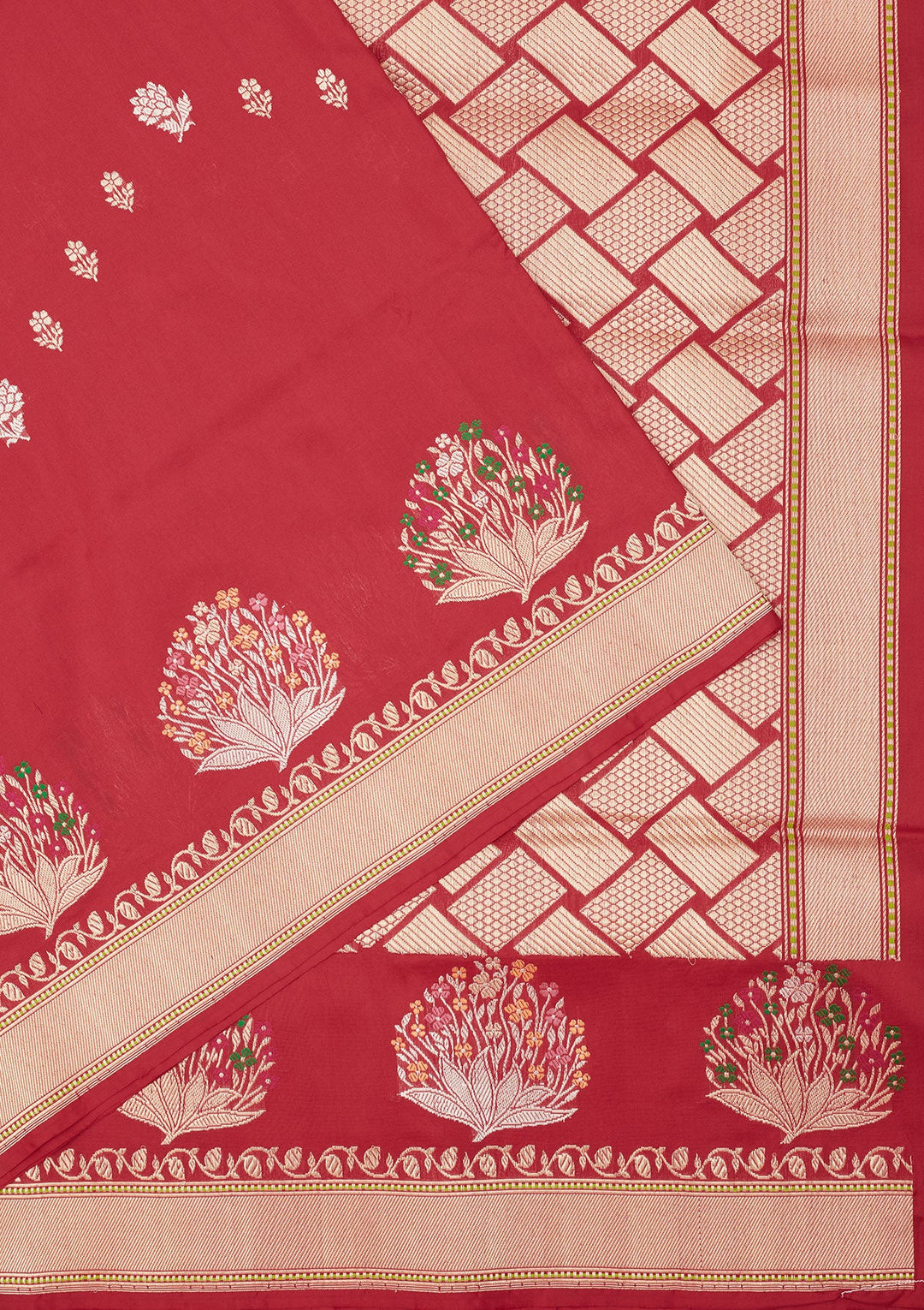 Red Zariwork Pure Silk Saree-Koskii