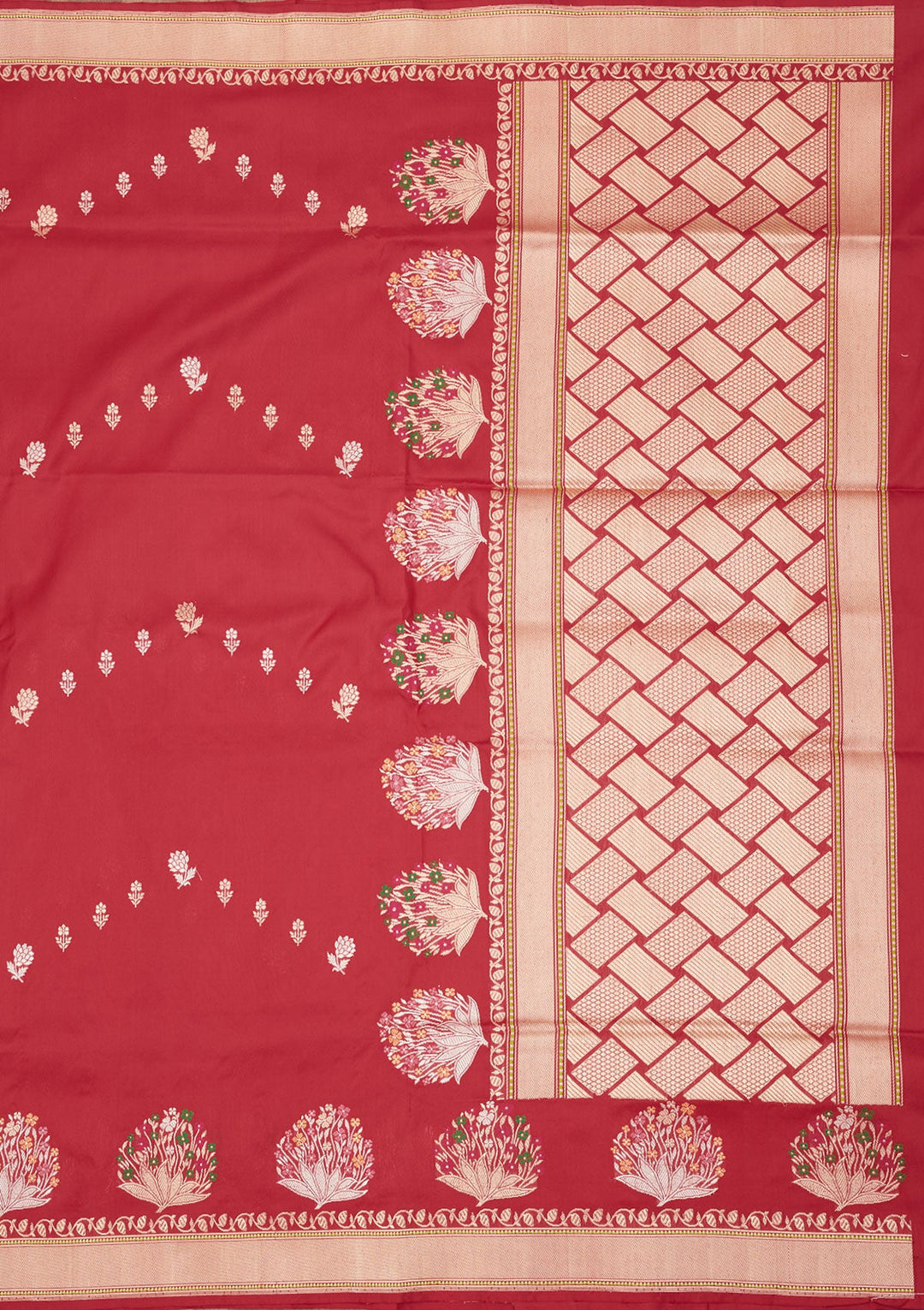 Red Zariwork Pure Silk Saree-Koskii