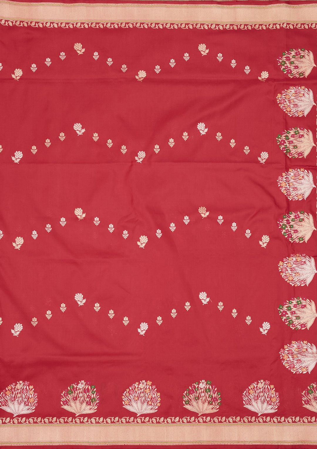 Red Zariwork Pure Silk Saree-Koskii