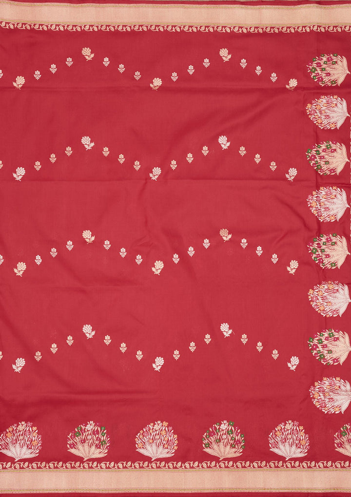 Red Zariwork Pure Silk Saree-Koskii