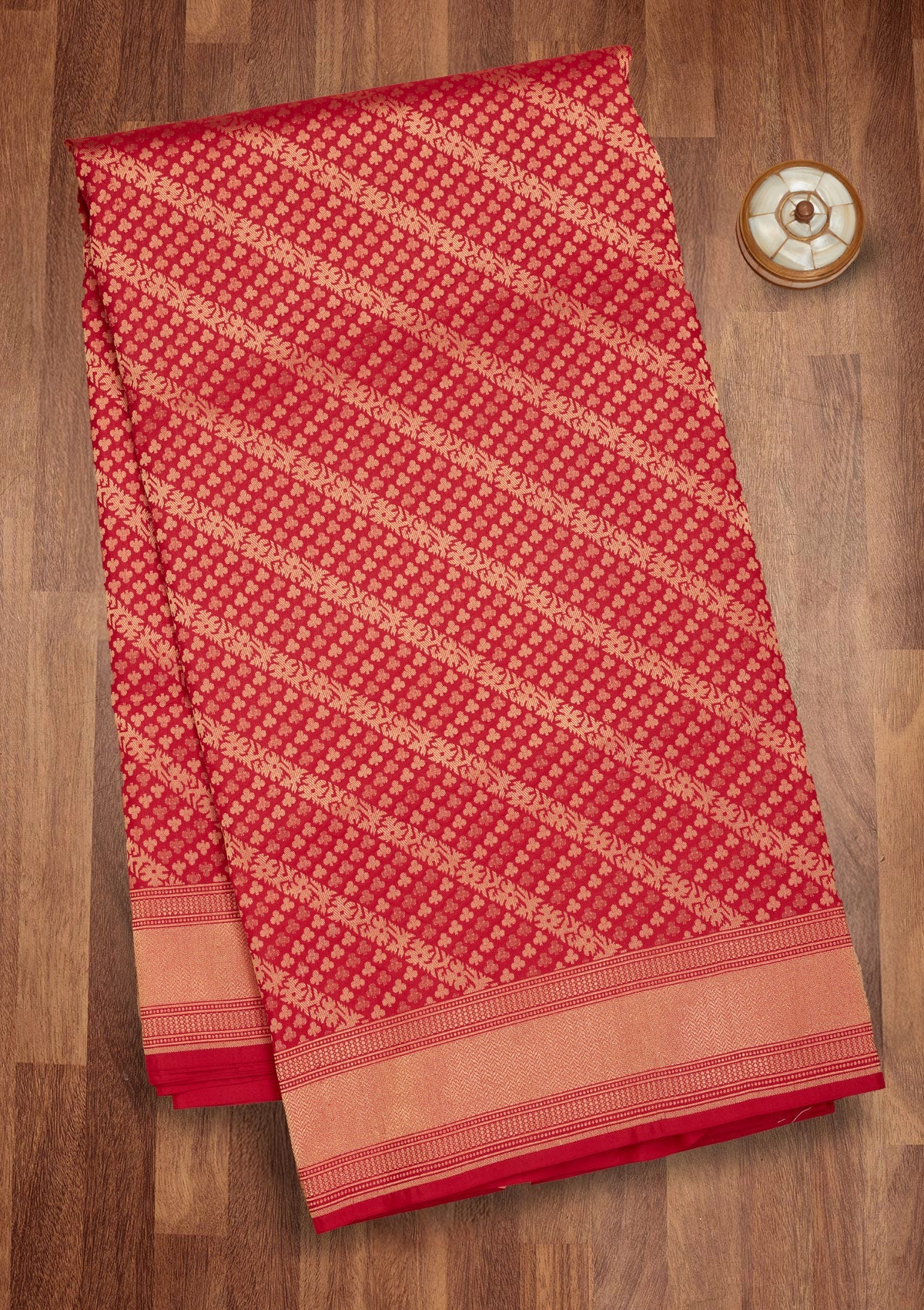 Red Zariwork Pure Silk Saree-Koskii