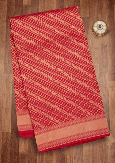 Red Zariwork Pure Silk Saree-Koskii