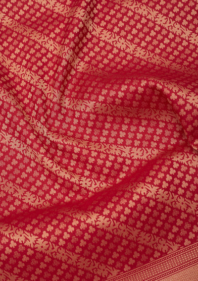 Red Zariwork Pure Silk Saree-Koskii