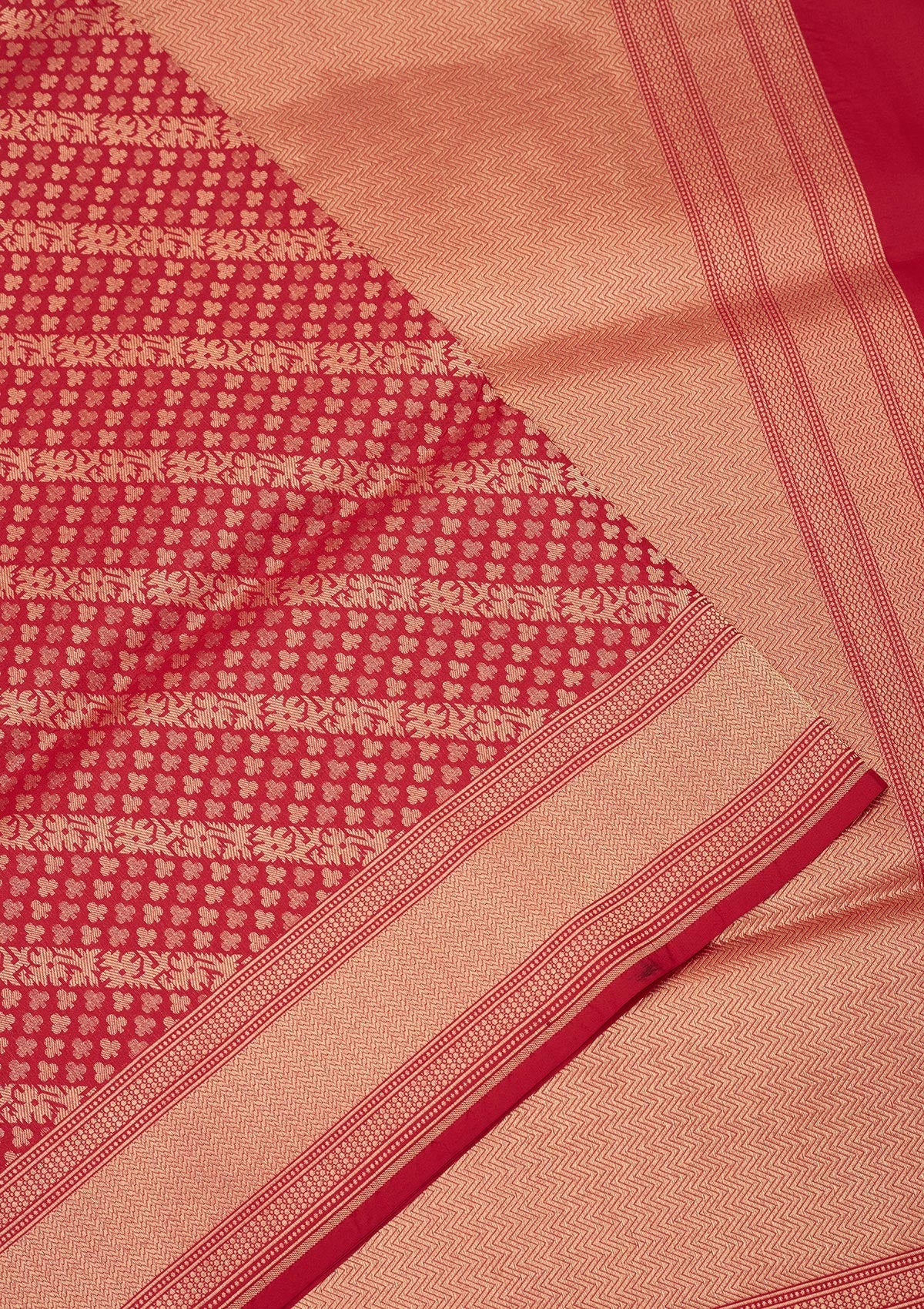 Red Zariwork Pure Silk Saree-Koskii