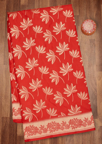 Red Zariwork Pure Silk Saree-Koskii