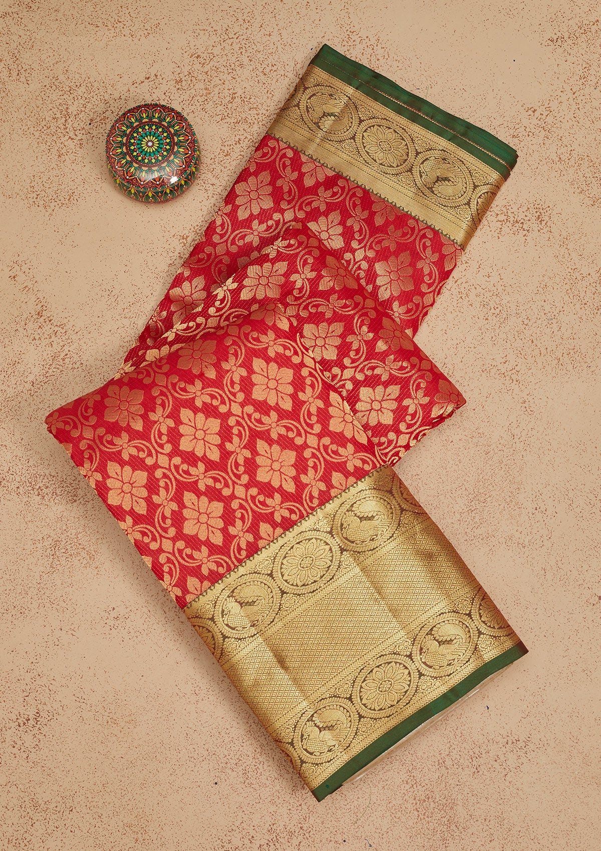 Red Zariwork Pure Silk Saree-Koskii