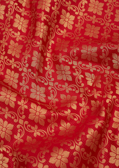 Red Zariwork Pure Silk Saree-Koskii