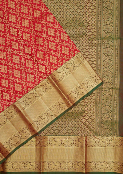 Red Zariwork Pure Silk Saree-Koskii