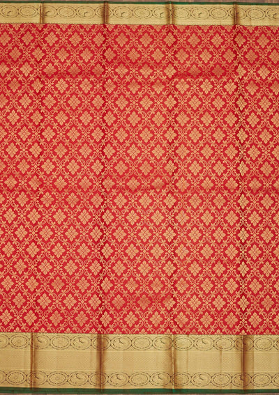 Red Zariwork Pure Silk Saree-Koskii