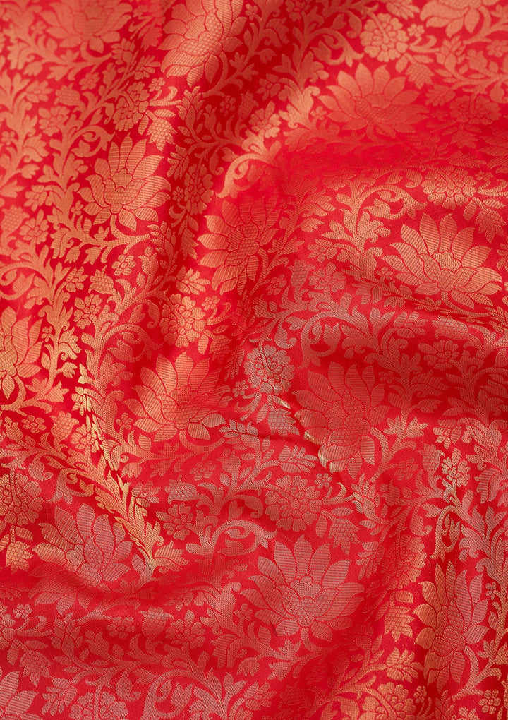 Red Zariwork Pure Silk Saree-Koskii