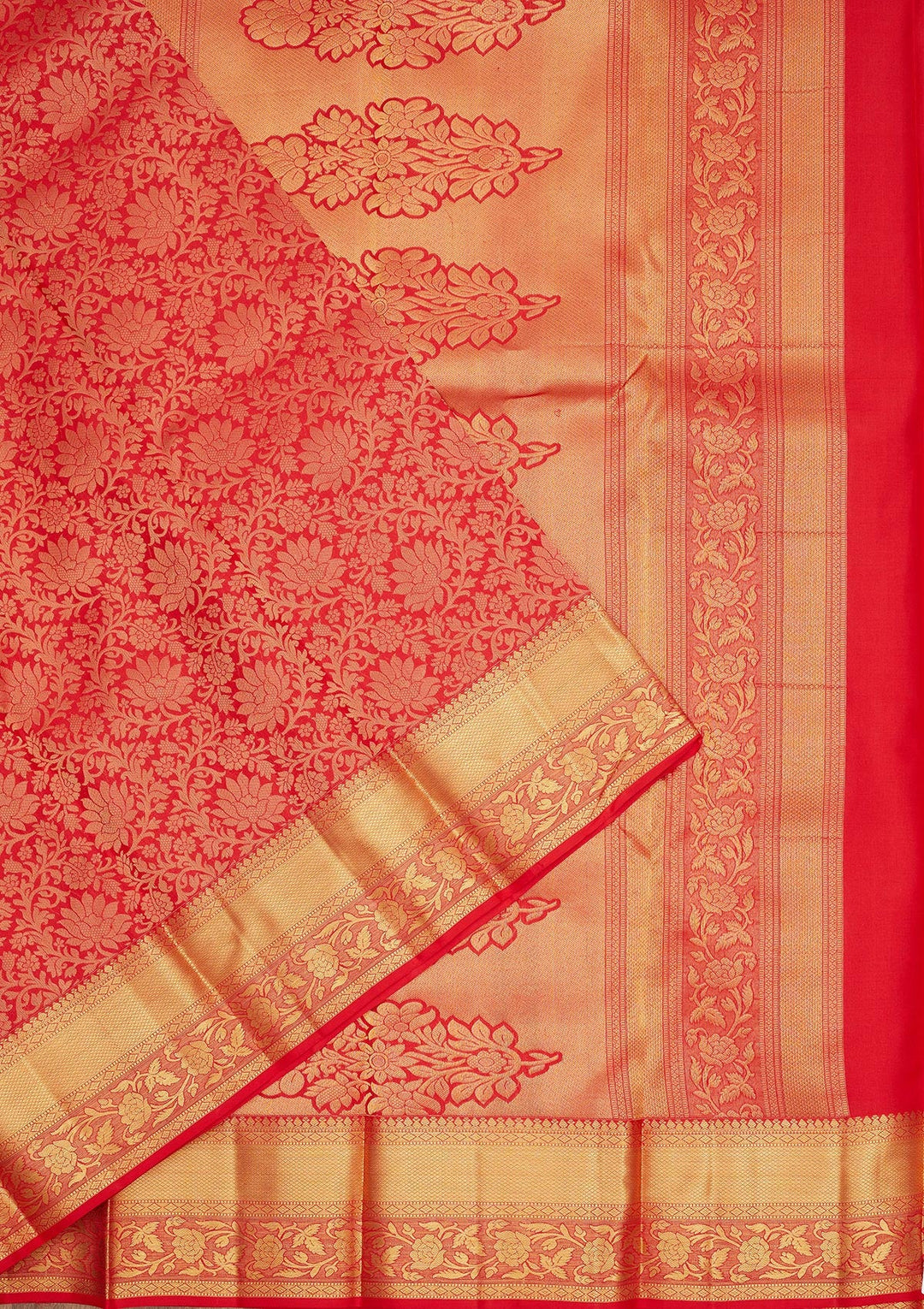 Red Zariwork Pure Silk Saree-Koskii