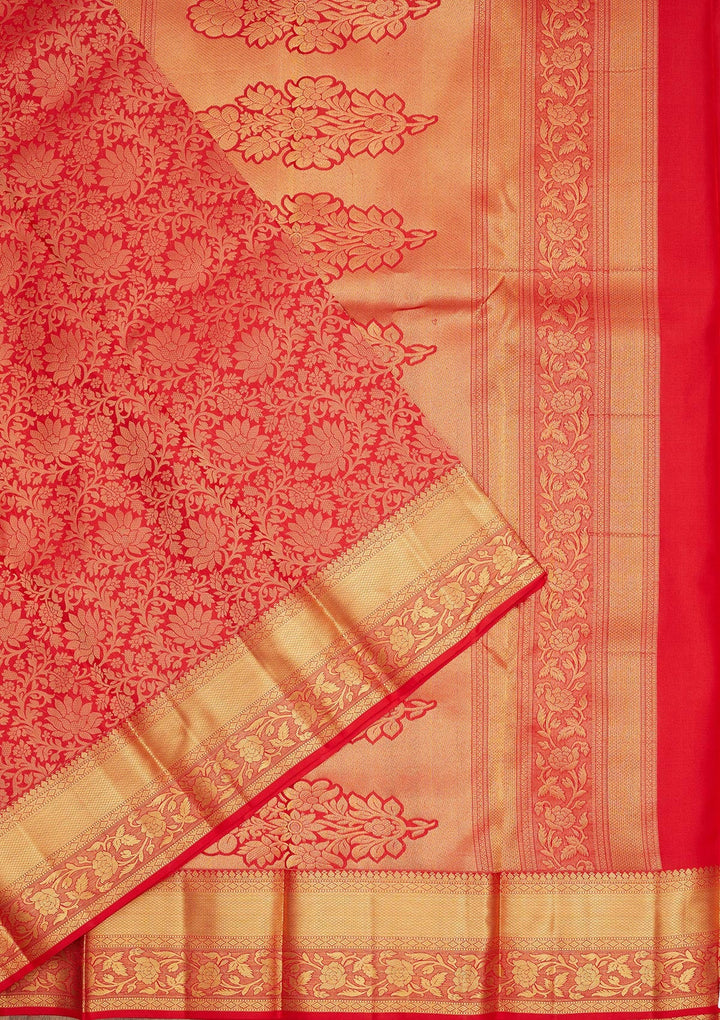 Red Zariwork Pure Silk Saree-Koskii