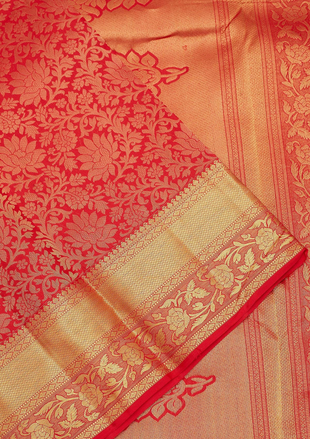 Red Zariwork Pure Silk Saree-Koskii