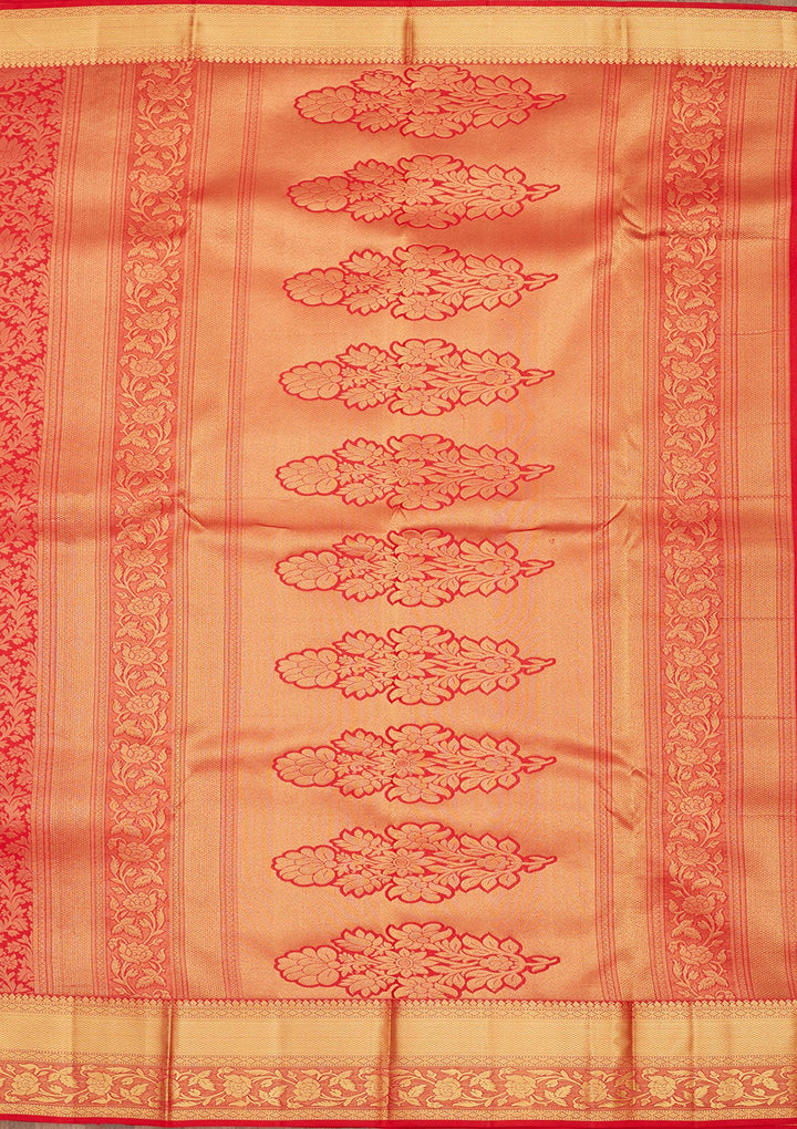 Red Zariwork Pure Silk Saree-Koskii