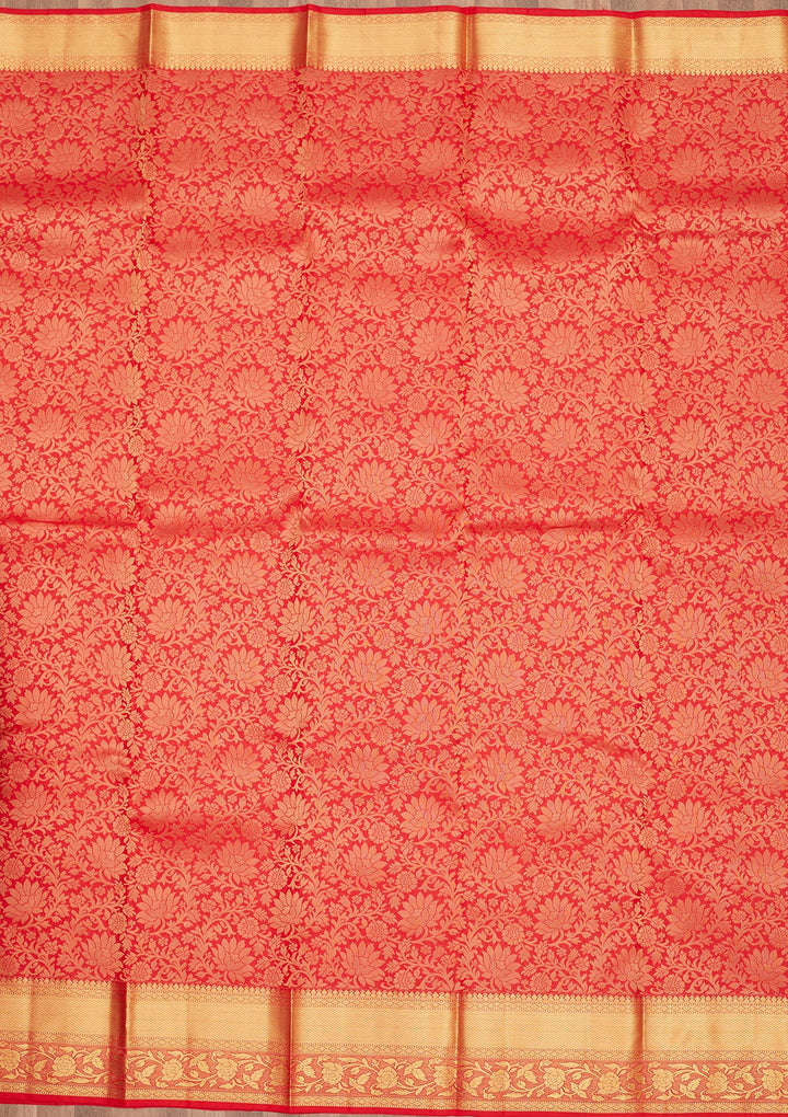 Red Zariwork Pure Silk Saree-Koskii