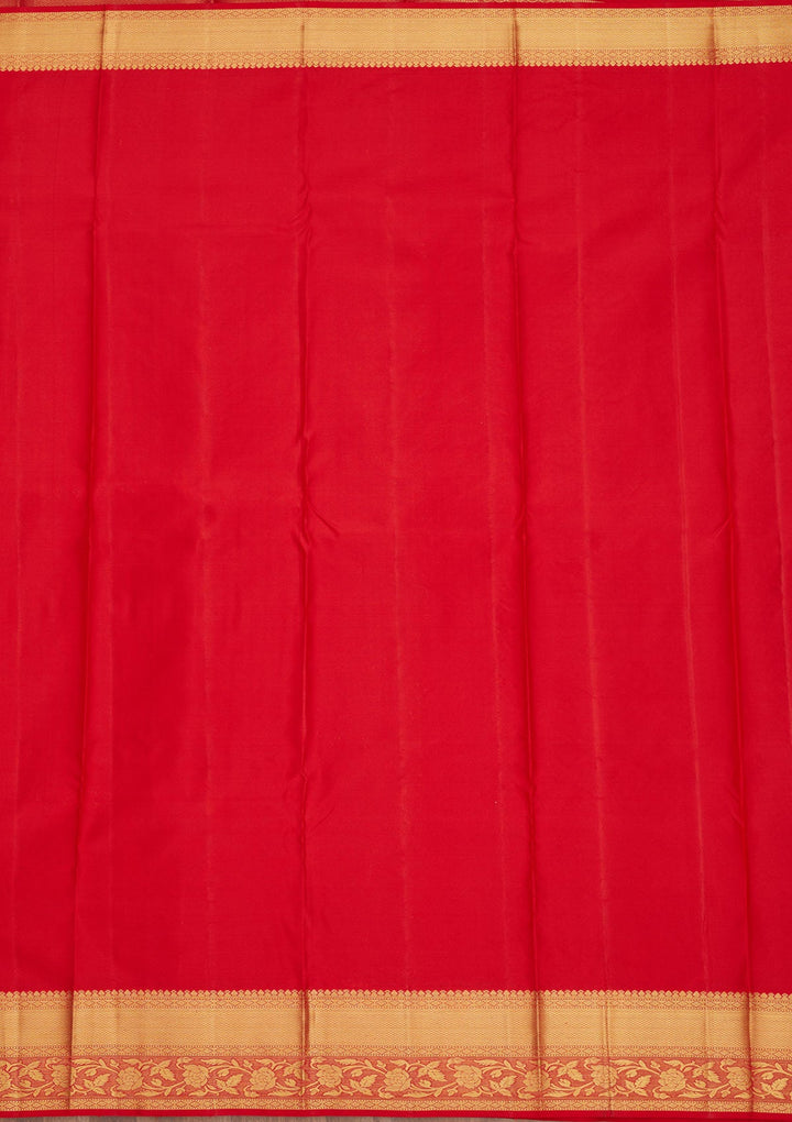 Red Zariwork Pure Silk Saree-Koskii