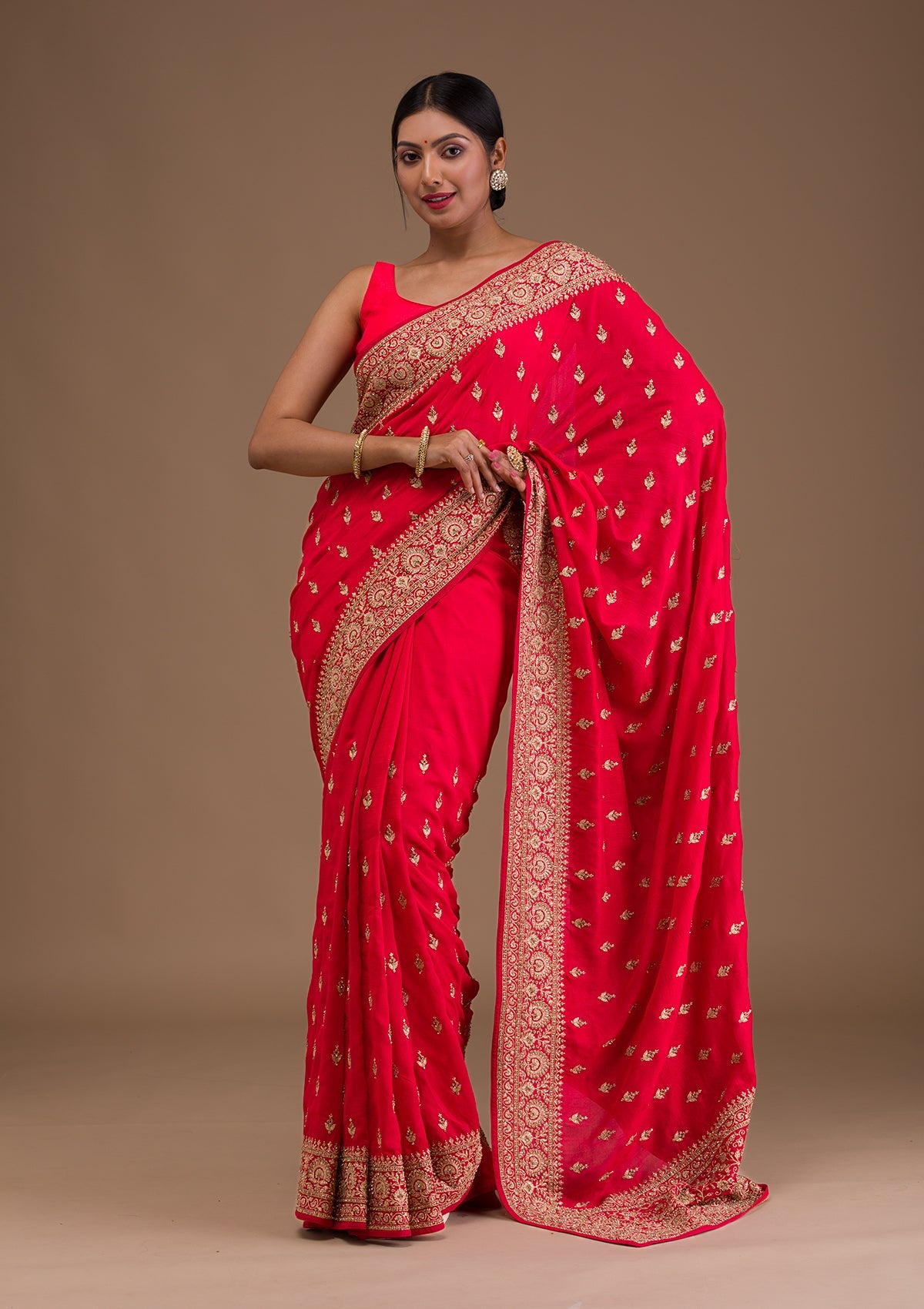 kosariii✴︎ Buy Pink Zariwork Net Saree - Koskii