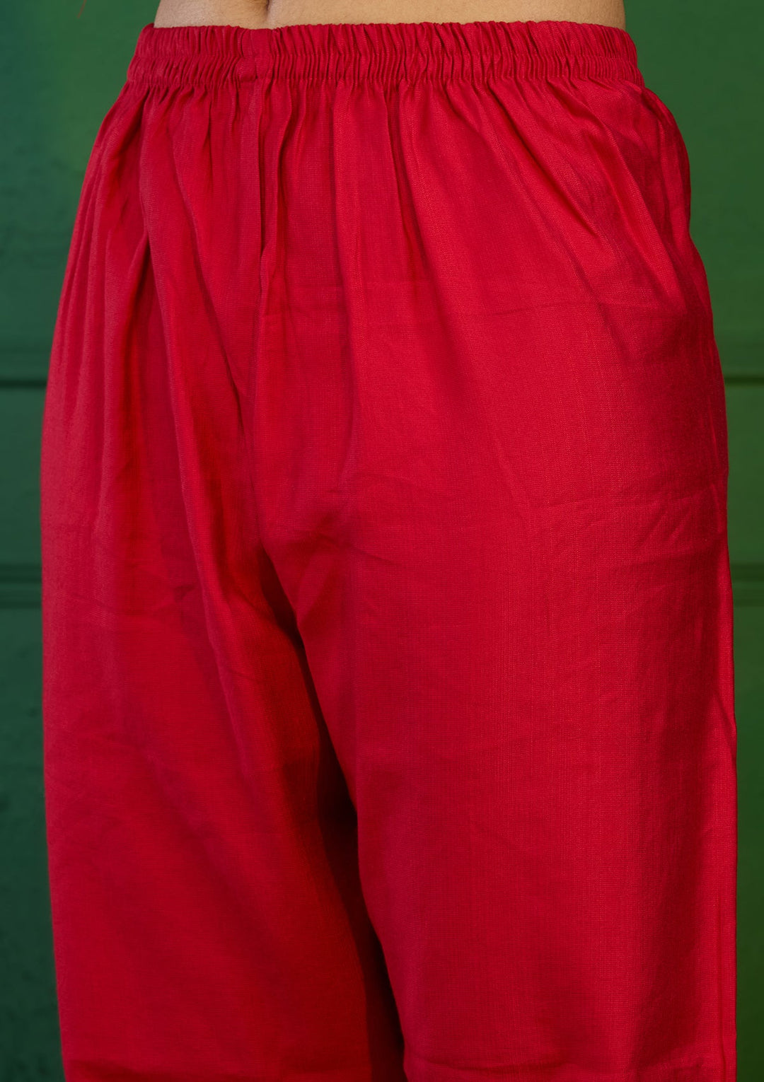 Red Zariwork Semi Crepe Readymade Salwar Suit-Koskii