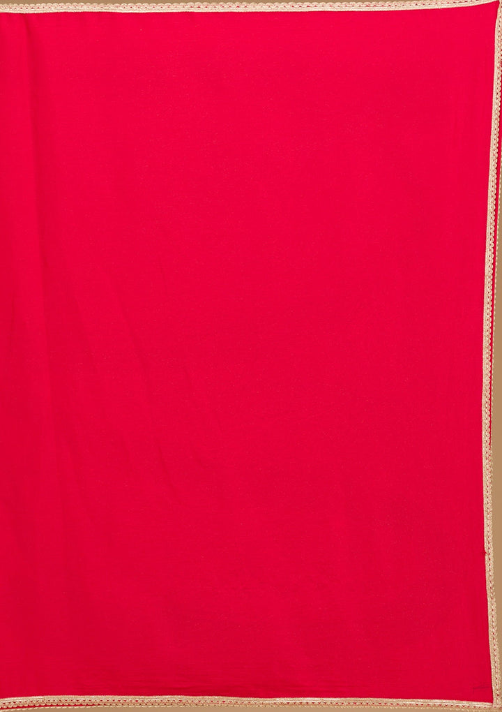 Red Zariwork Semi Crepe Readymade Salwar Suit-Koskii