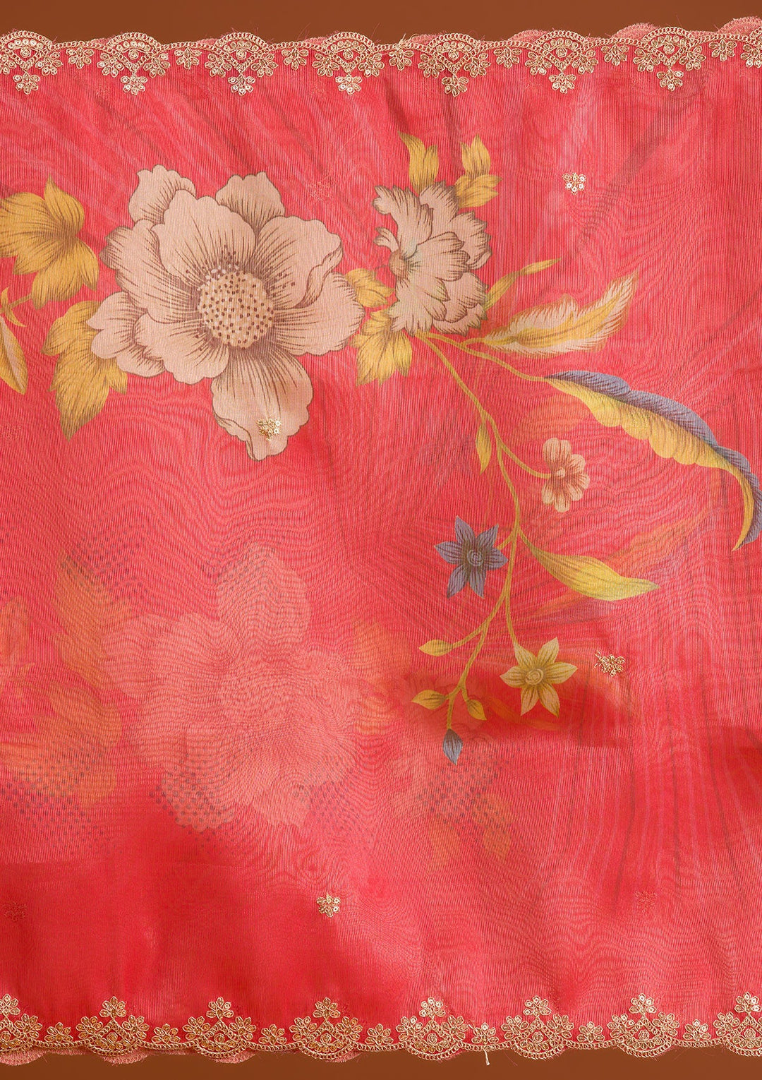 Red Zariwork Semi Crepe Readymade Salwar Suit-Koskii