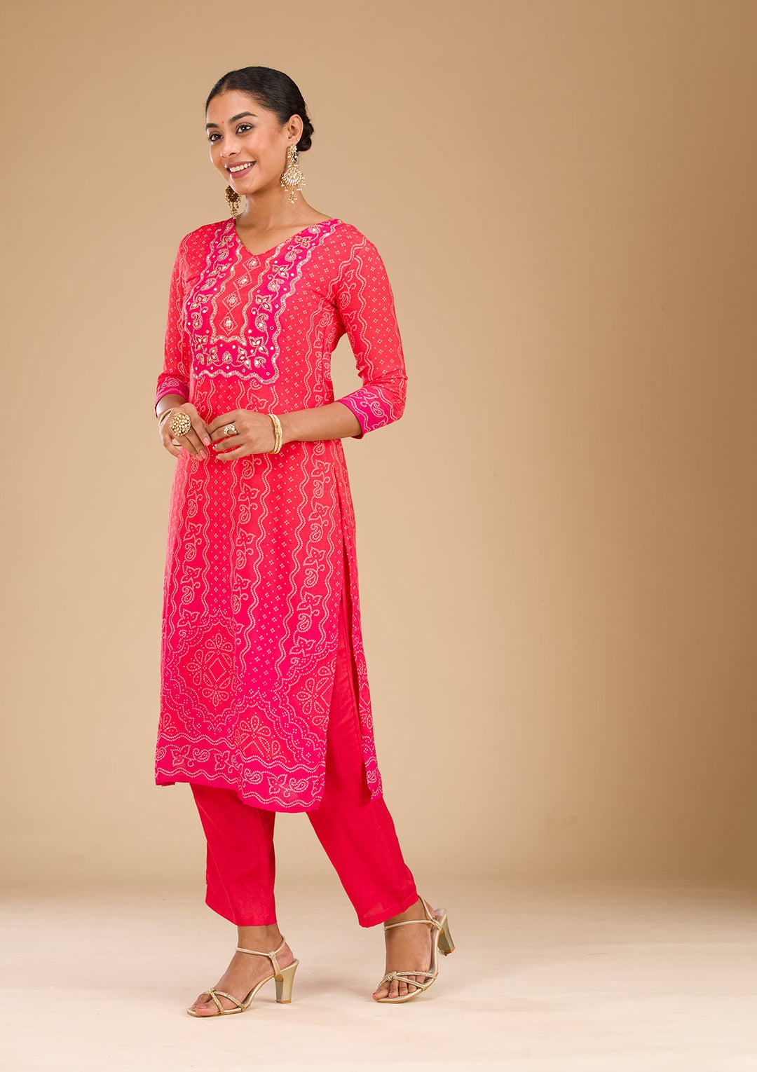 Red Zariwork Semi Crepe Readymade Salwar Suit