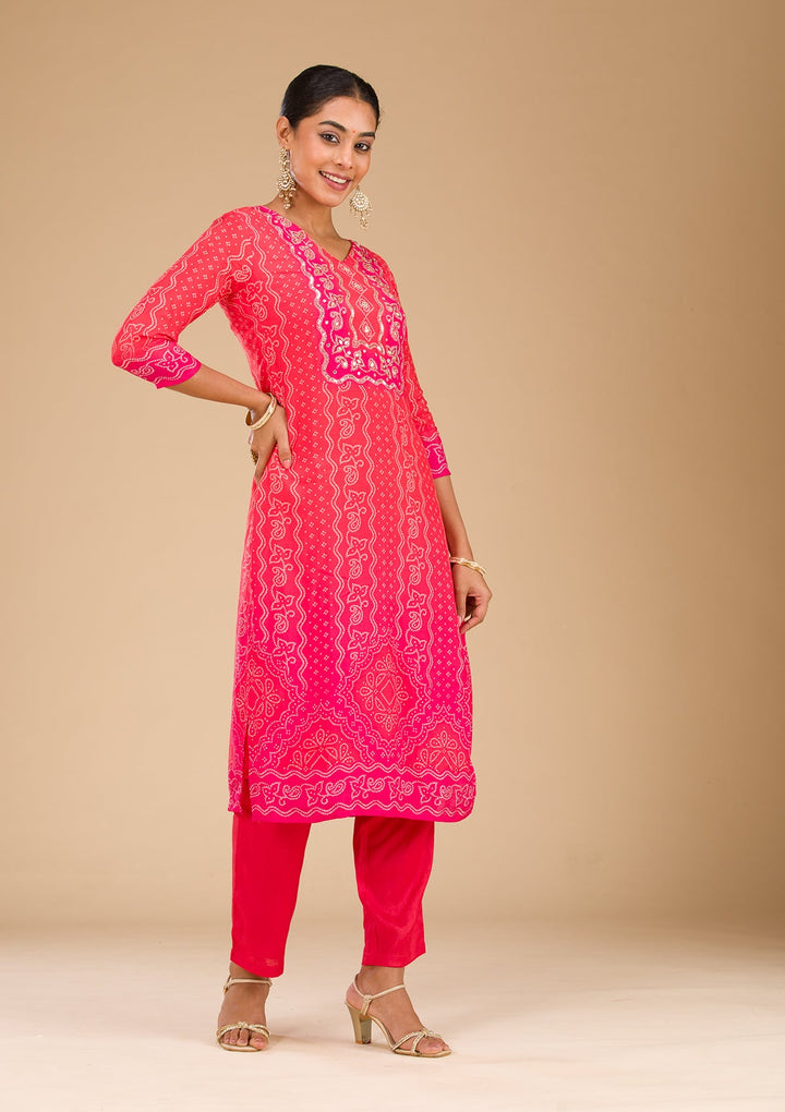 Red Zariwork Semi Crepe Readymade Salwar Suit
