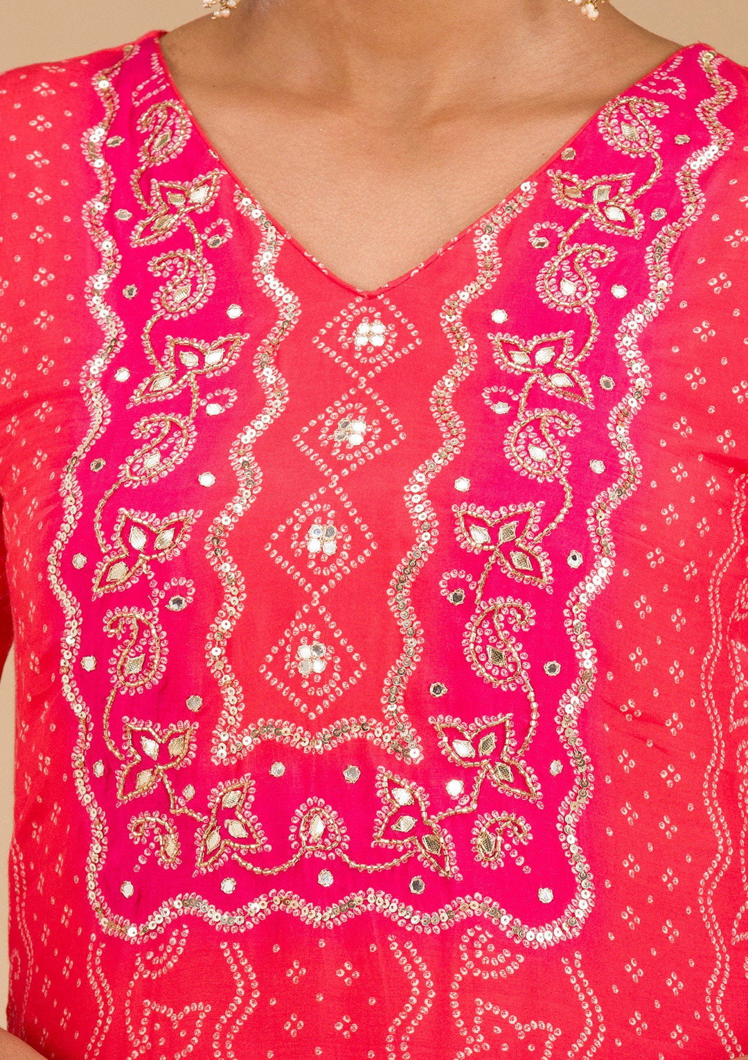 Red Zariwork Semi Crepe Readymade Salwar Suit