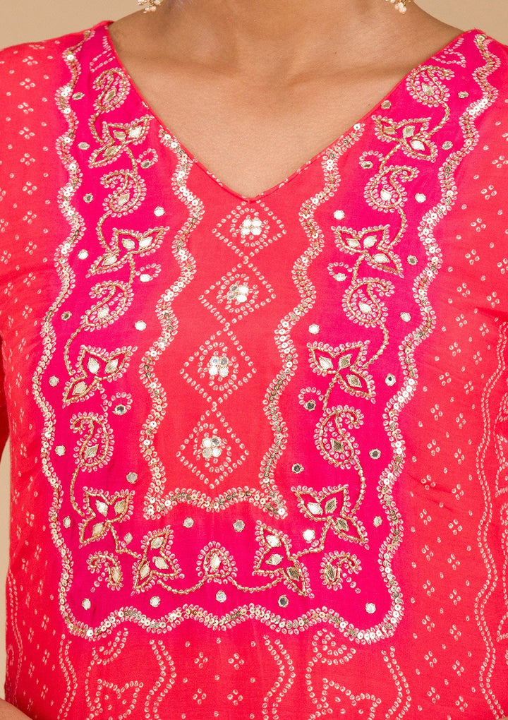 Red Zariwork Semi Crepe Readymade Salwar Suit